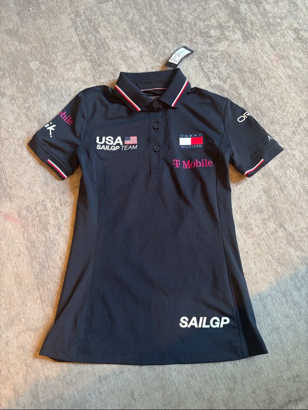 NWT Tommy Hilfiger USA Sail GP Top Women's XS Polo Short Sleeve Shirt Navy Blue